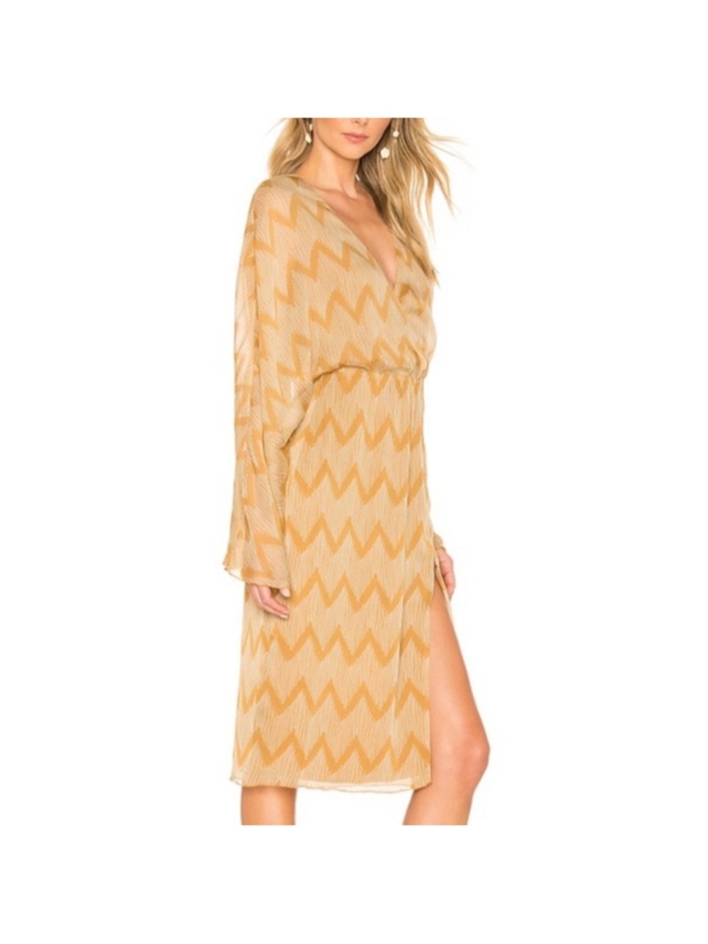 REVOLVE House of Harlow 1960 Rust Orange Chevron Dress with Slit Size S